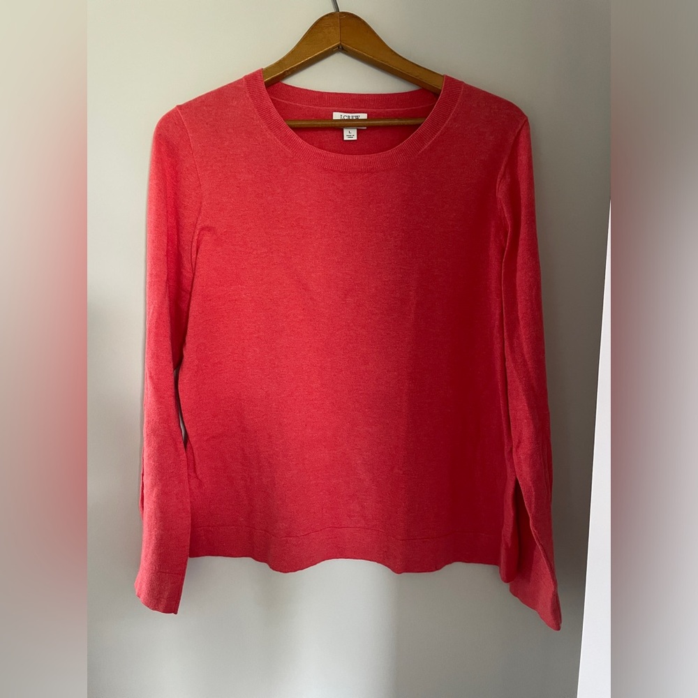 JCrew; Teddie pullover sweater, coral in color